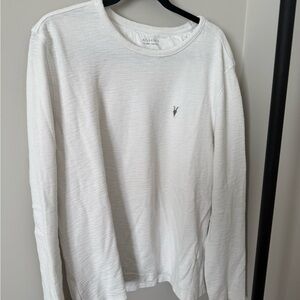 All Saints Cream Ribbed Long Sleeve Top